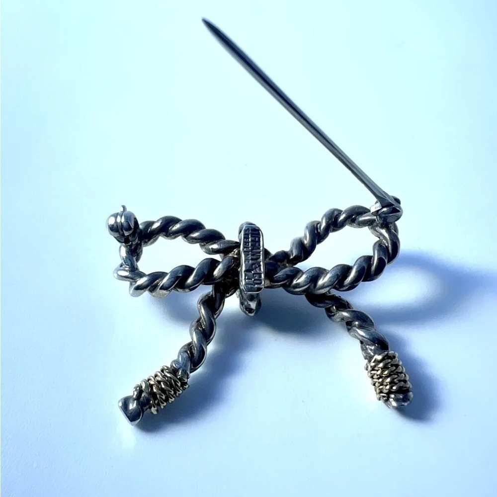 Authentic Vintage Tiffany & Co. Sterling Silver 925 & 18k Gold Rope Ribbon Bow B View 4
